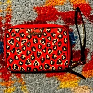 Stella & Dot Wild Hearts Tech Clutch Red Gold Zipper Wallet